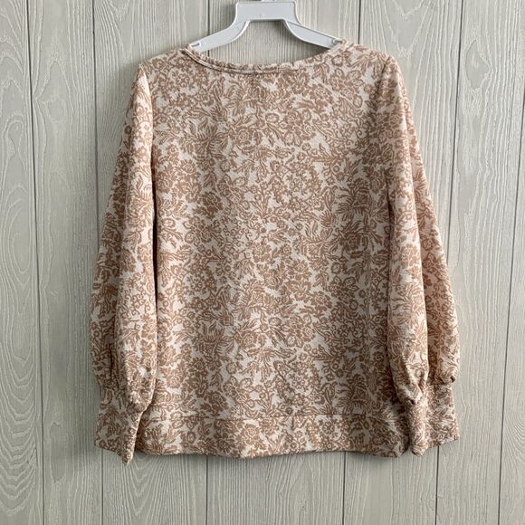 Ophelia Roe Tan Puff Sleeve Top Small - Picture 3 of 3